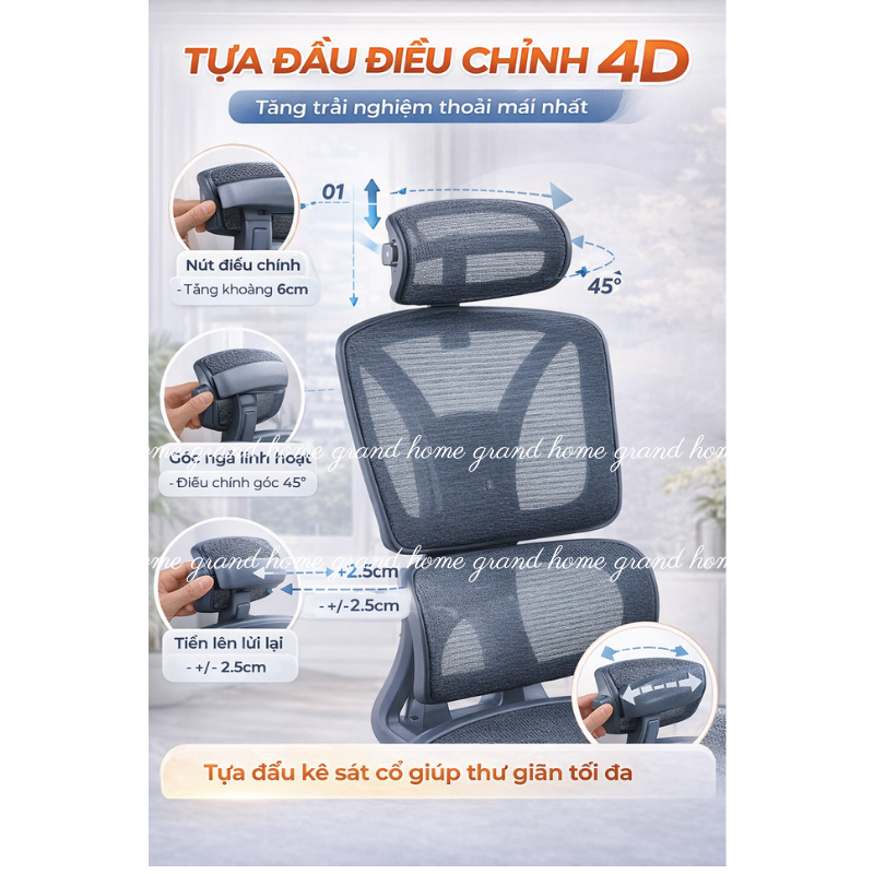 Ghế Công Thái Học LS902 Ghế Văn Phòng Lưới 3D Tựa Đầu Tay Vịn 4D Hỗ Trợ Cột Sống Có Gác Chân Ngả Lưng | BigBuy360 - bigbuy360.vn