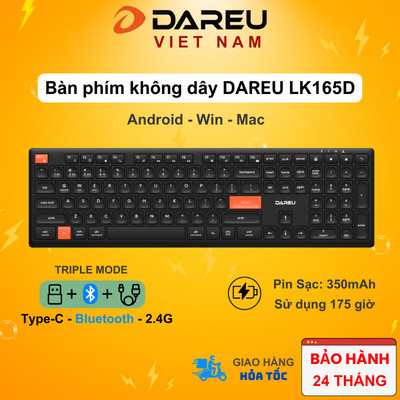 Bàn phím không dây Dareu LK165D Bluetooth + 2.4G Full Size – Pin 350mAh (3 Mode)