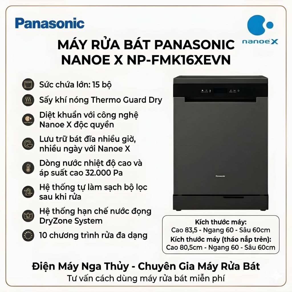 Máy rửa bát Panasonic Nanoe X NP-FMK16XEVN