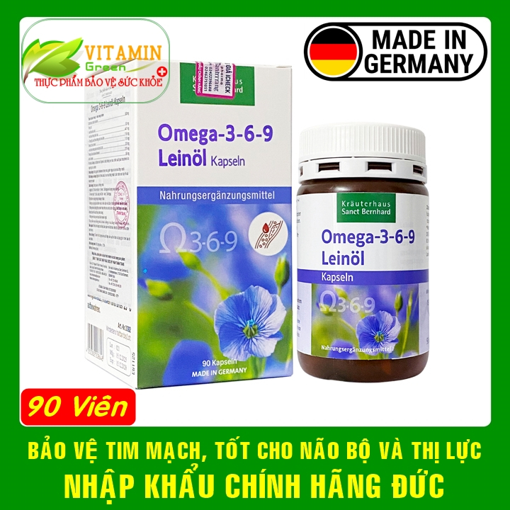 Omega 369 Leinol Kapseln chiết xuất hoàn toàn từ dầu hạt lanh Hộp 90 viên | Nhập khẩu chính hãng Đức