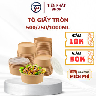 [COMBO 100] Tô Giấy Kraft Nâu 750ml & 1000ml - Bát Giấy Dùng 1 Lần Đựng Đựng Cơm, Phở, Đồ Ăn Mang Đi