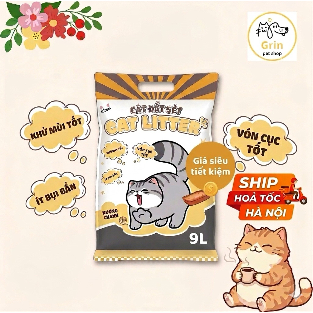 Cát Vệ Sinh Siêu Rẻ Cho Mèo Kleen Cat túi 3.8kg bao bì mới, siêu vón cục