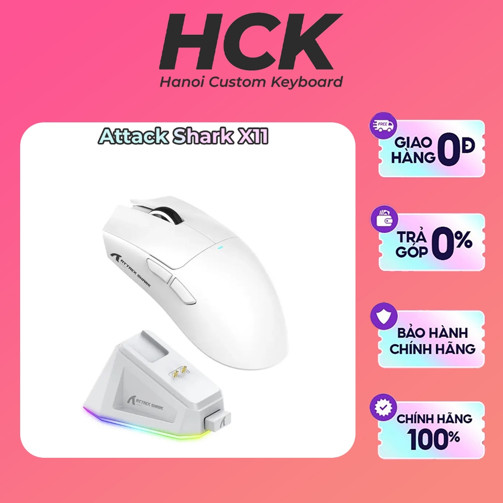 [Giao Ngay] Chuột Gaming Không Dây Attack Shark X11 Cảm Biến PAW3311 Pollingrate 1000HZ Có Dock Sạc 