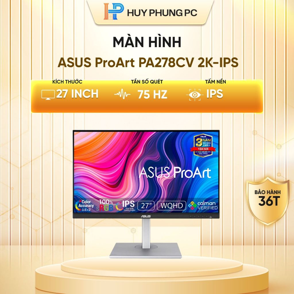 Màn hình chuyên đồ họa  ASUS ProArt PA278CV (27 inch-2K-IPS-USB TypeC) new bảo hành 36th