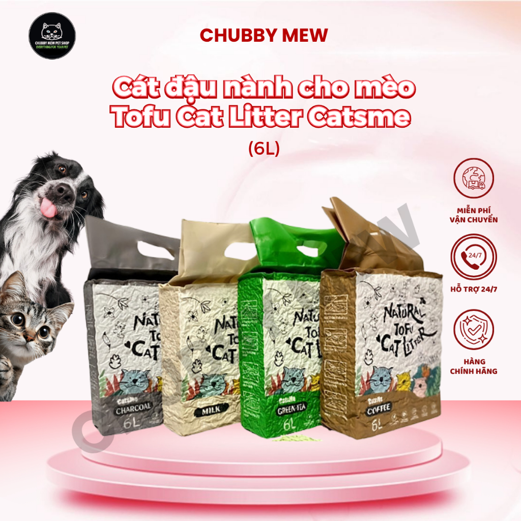 Cát đậu nành cho mèo Tofu Cat Litter Catsme 6L, Cat On25, Acropet - Chubby Mew