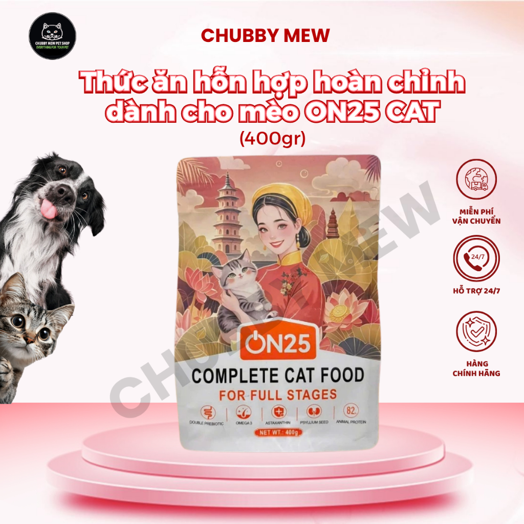 (400gr) Thức ăn hỗn hợp hoàn chỉnh dành cho mèo ON25 CAT nguyên seal hãng- Chubby Mew