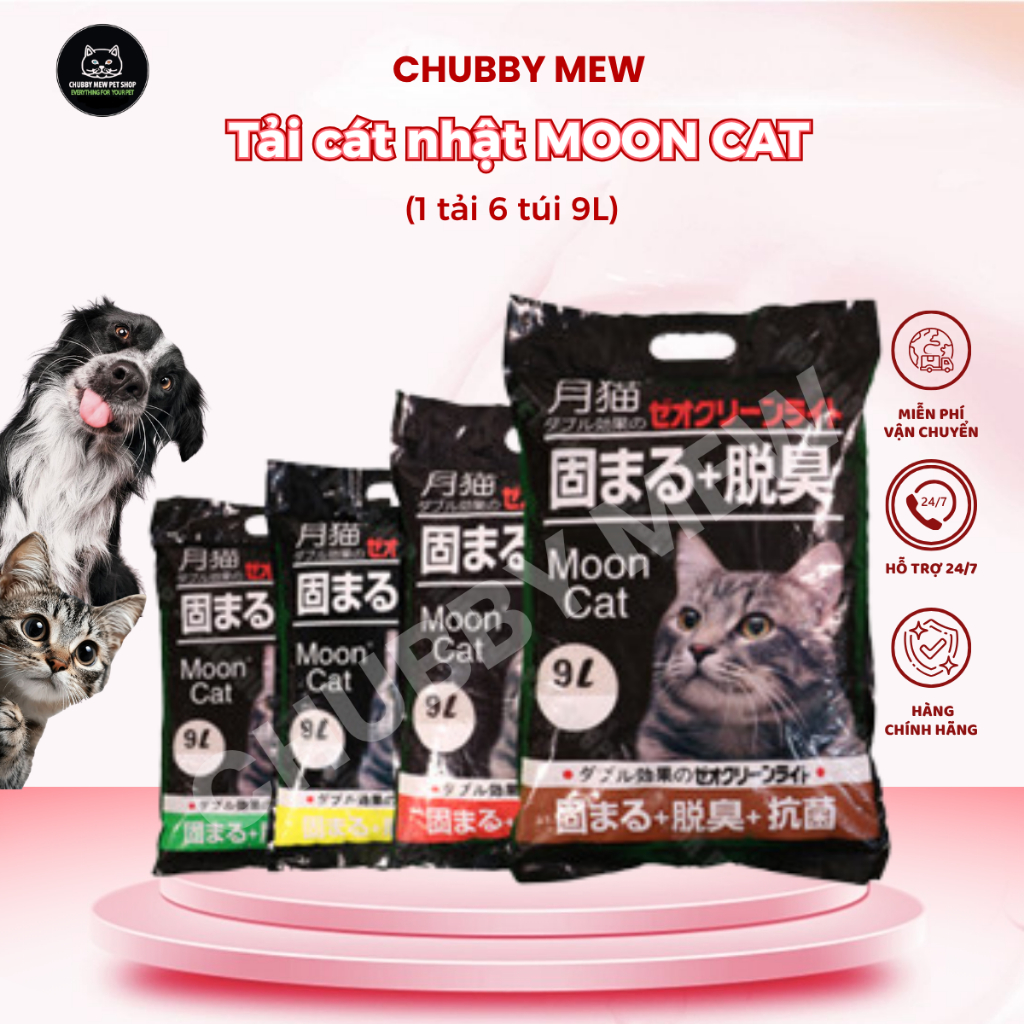 Cát Nhật đen Moon Cat 9L, Cát WON 8.8L,- cát vệ sinh mèo-Chubby Mew