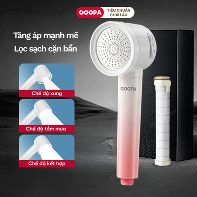 Vòi sen tăng áp GOOPA 3 chế độ nước, sillicon massage êm ái tích hợp bộ lọc nước an toàn cho da