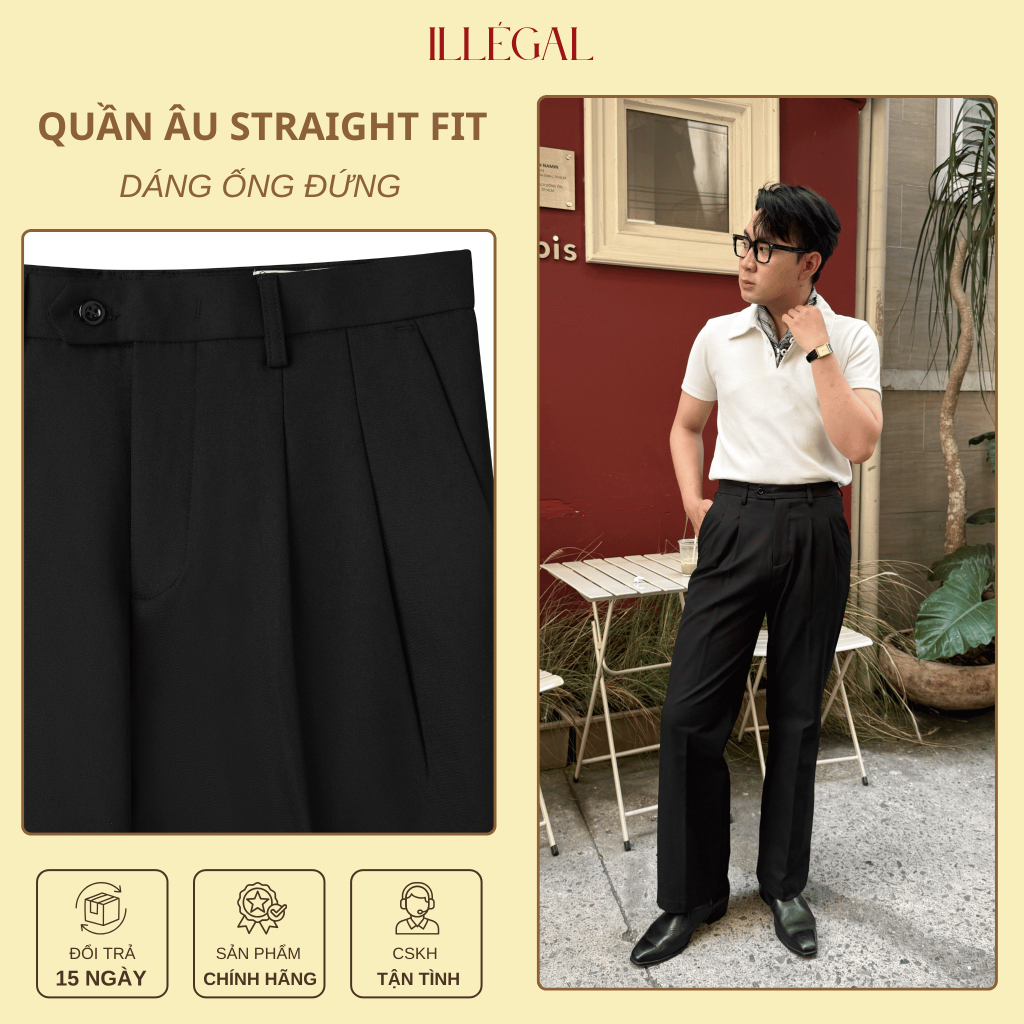 Quần Âu Nam Straight Fit ILLÉGAL - Đứng Form Che Khuyết Điểm Tốt - TWO-TUCK STRAIGHT FIT TROUSER