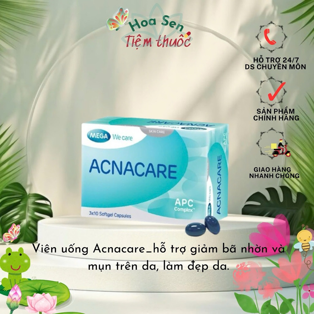 Viên uống Acnacare giảm bã nhờn và mụn ( hộp 3 vĩ x 10 viên )