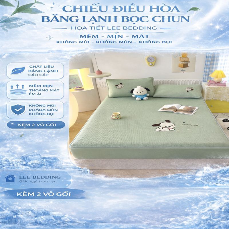 Chiếu điều hòa băng lạnh bọc chun họa tiết LEE BEDDING mềm - mịn - mát, không mùi, không mủn, không 