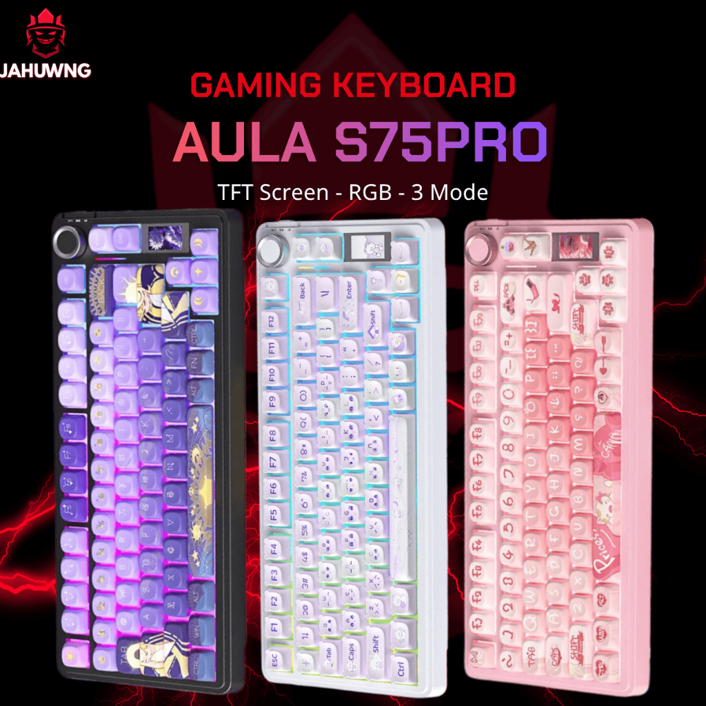 [Chính Hãng] Bàn Phím Cơ Gaming Aula S75 Pro - Có Màn Led Tùy Chỉnh - Led RGB Xuôi - 3 Mode Kết Nối