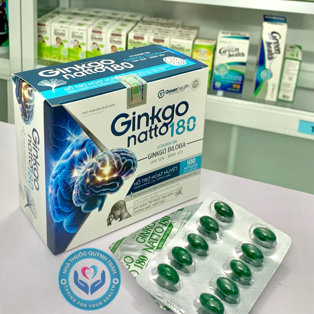 Viên uống bổ não Ginkgo Natto 180mg hỗ trợ tăng cường tuần hoàn máu não và cải thiện trí nhớ và mất 