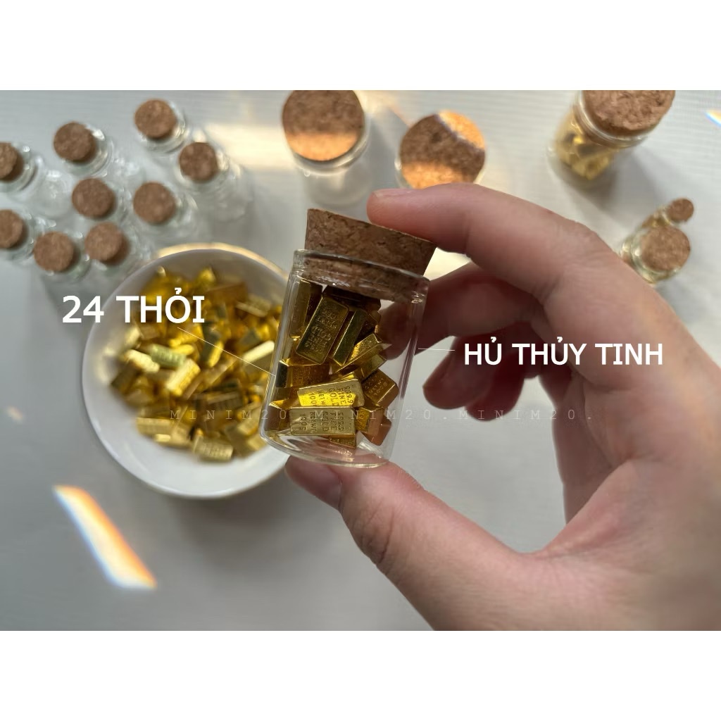 [HANDMADE] Hủ tích trữ xinh xắn 24 THỎI làm quà tặng may mắn, trang trí bàn làm việc, quà tặng năm mới