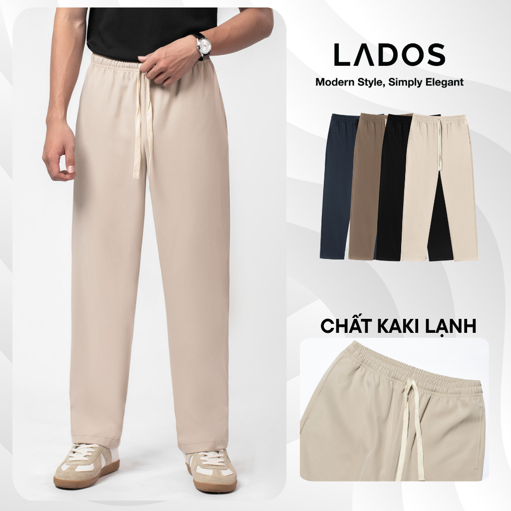 Quần dài nam lưng chun LADOS-4139 chất vải kaki lạnh cao cấp form basic dễ phối đồ phong cách Hàn Quốc