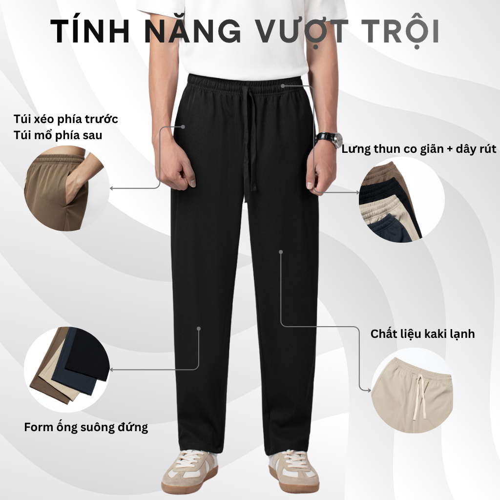 Quần dài nam lưng chun LADOS-4139 chất vải kaki lạnh cao cấp form basic dễ phối đồ phong cách Hàn Quốc | BigBuy360 - bigbuy360.vn
