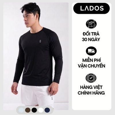 Áo thun thể thao dài tay nam LADOS-9182 chất vải thun poly thể thao siêu co giãn, kiểu basic