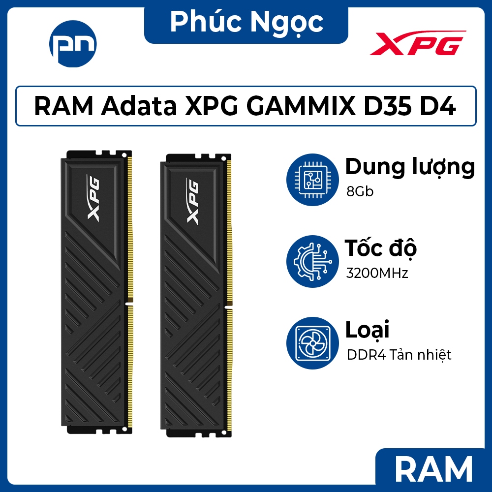 Ram Adata XPG Gammix D35 8Gb Bus 3200 DDR4, ram 8gb/3200 chính hãng Adata - Phúc Ngọc