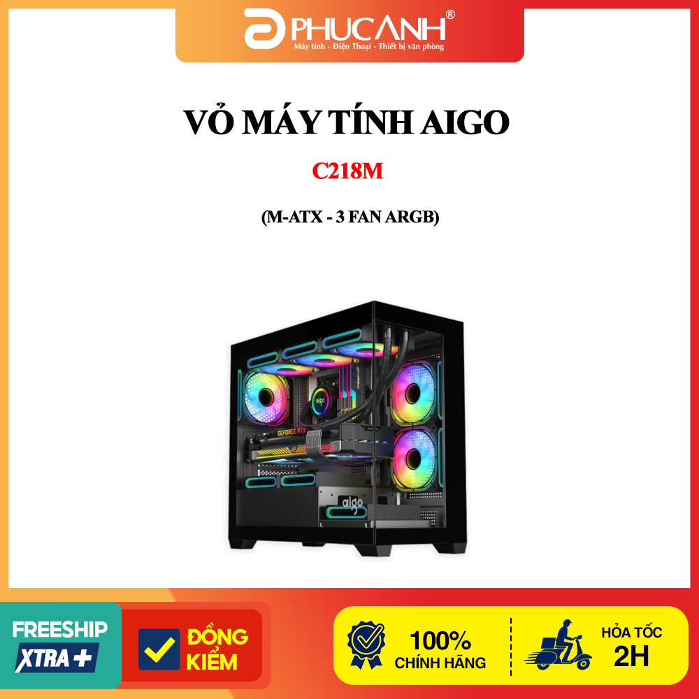 Vỏ máy tính Aigo C218M (MATX - 3 Fan ARGB)