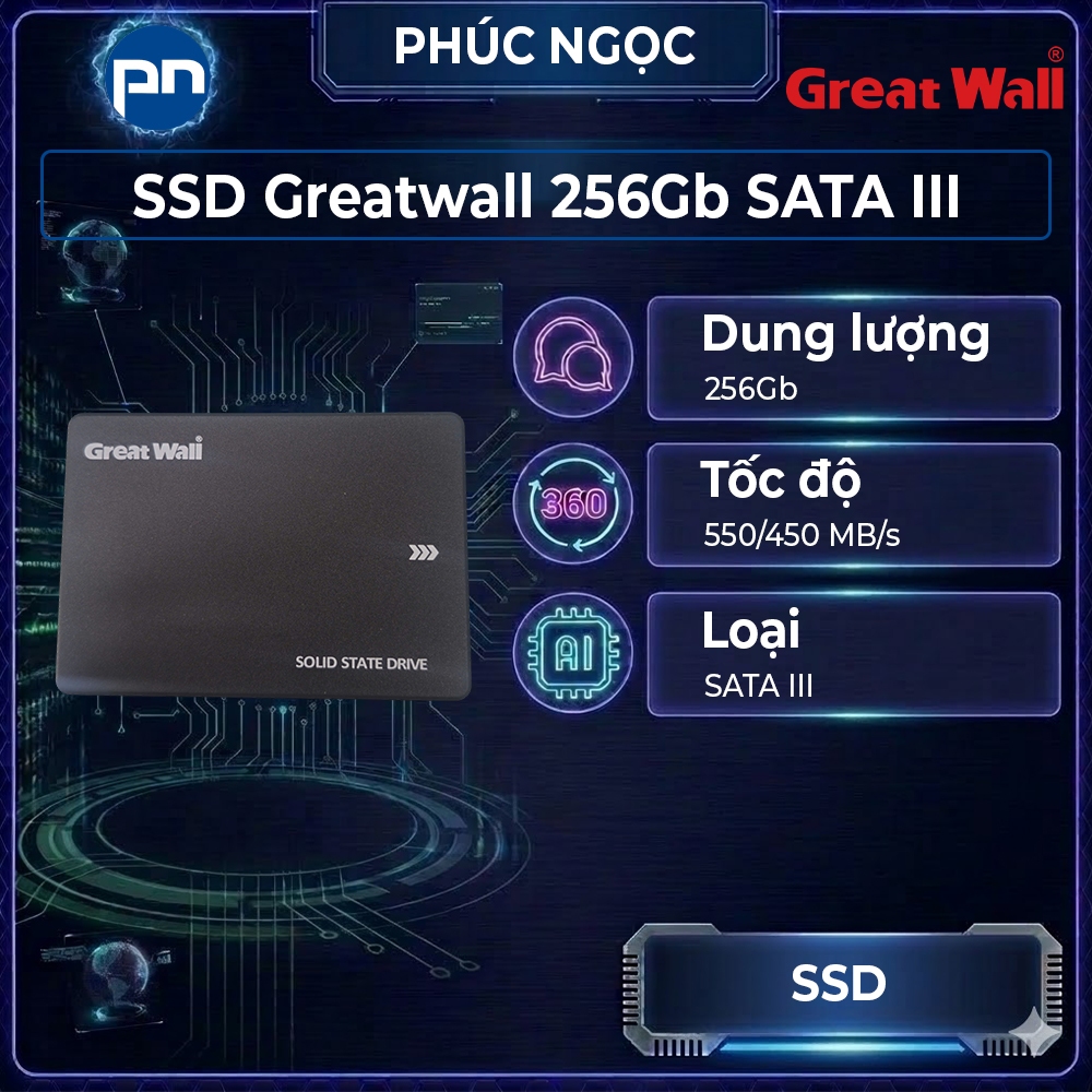 SSD Greatwall 256Gb Sata III, ổ cứng máy tính SSD tốc độ cao, ổ cứng SSD 256Gb - Phúc Ngọc