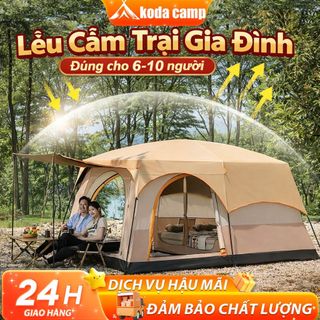 Lều gia đình 2 phòng ngủ 1 phòng khách siêu rộng, khung kim loại chắc chắn, chống mưa chống nắng, dùng cho 4-12 người