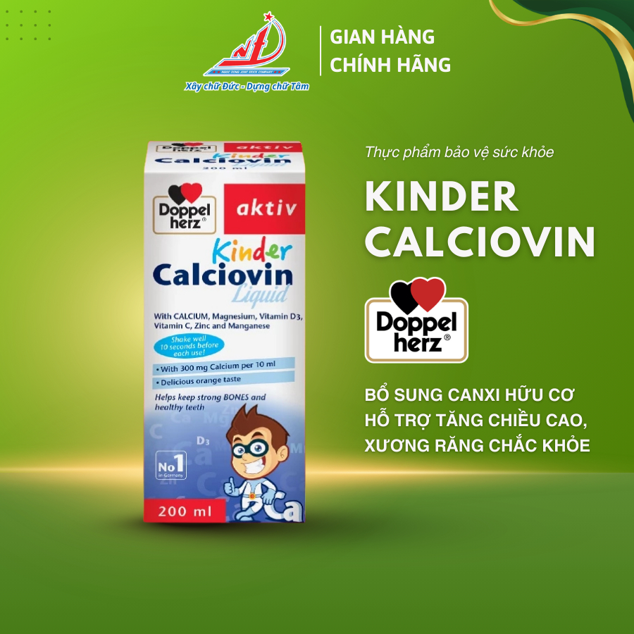 Siro Canxi Cho Bé Doppelherz Kinder Calciovin Bổ Sung Canxi Hữu Cơ Hỗ Trợ Bé Tăng Chiều Cao, Xương C