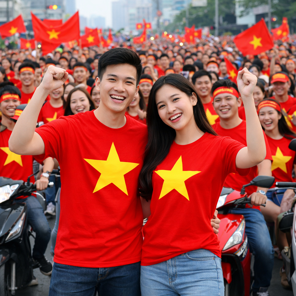 Áo Thun Cờ Đỏ Sao Vàng Việt Nam ANDROMEDA In To Ngước Ngực Phom Xuông Chung Nam Nữ | BigBuy360 - bigbuy360.vn