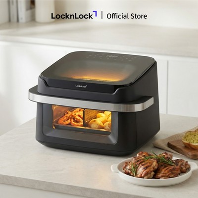 Nồi Chiên Không Dầu 2 Mặt Kính LocknLock Dual Visible Air Fryer EJF398BLK 10L  - Màu đen