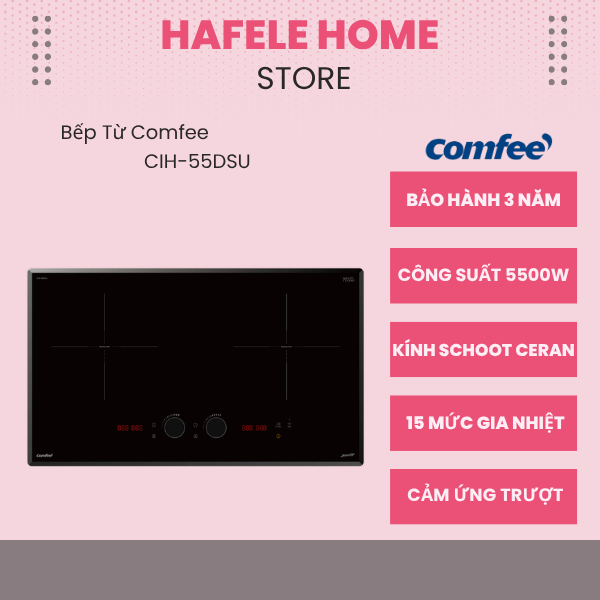 Bếp Từ Comfee CIH-55DSU – Công Suất 5500W – Công Nghệ Biến Tần Nửa Cầu – Thiết Kế Hiện Đại