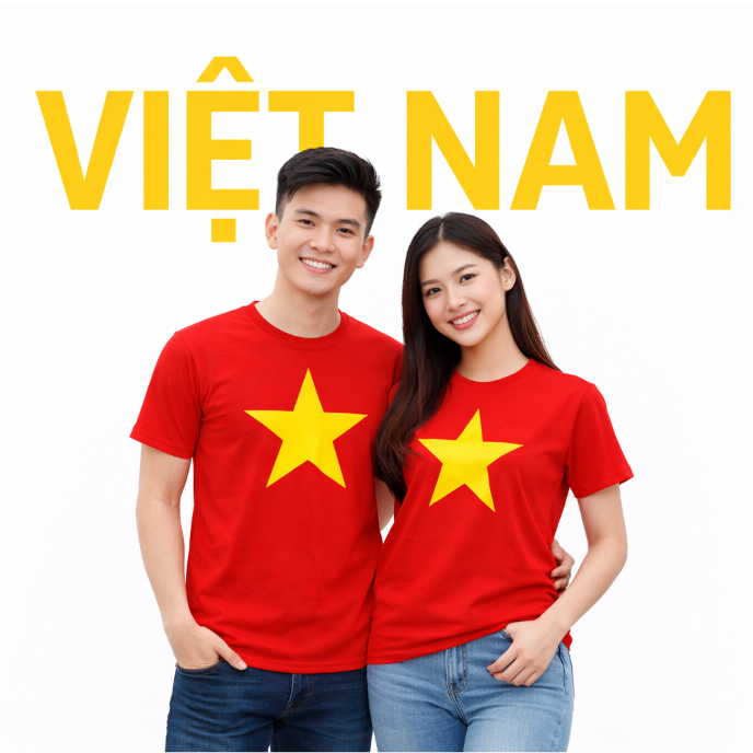 Áo Thun Cờ Đỏ Sao Vàng Việt Nam ANDROMEDA In To Ngước Ngực Phom Xuông Chung Nam Nữ | BigBuy360 - bigbuy360.vn