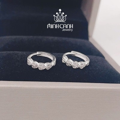 Bông Tai Bạc Hình Trái Tim Khóa Bấm Tròn - Minh Canh Jewelry