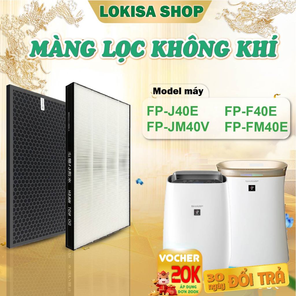 Màng lọc thay thế tương thích Sharp FP-J40E | FP-JM40V | FP-F40E | FP-FM40E, Màng lọc không khí FZ-F