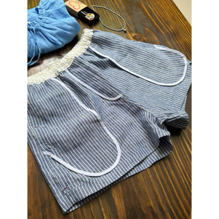 𝗖𝗔𝗟𝗠 Quần short linen tưng wash kẻ sọc may thiết kế