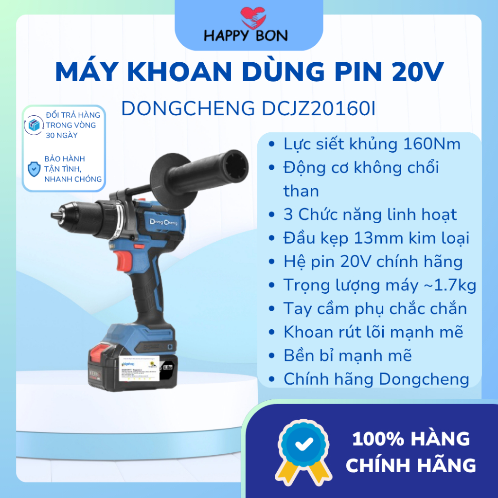 Máy khoan dùng pin 20V Dongcheng DCJZ20160i
