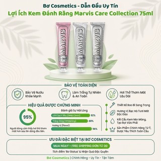 Kem Đánh Răng Marvis Whitening Mint 85ml - Dòng Trắng Răng | Bơ Cosmetics