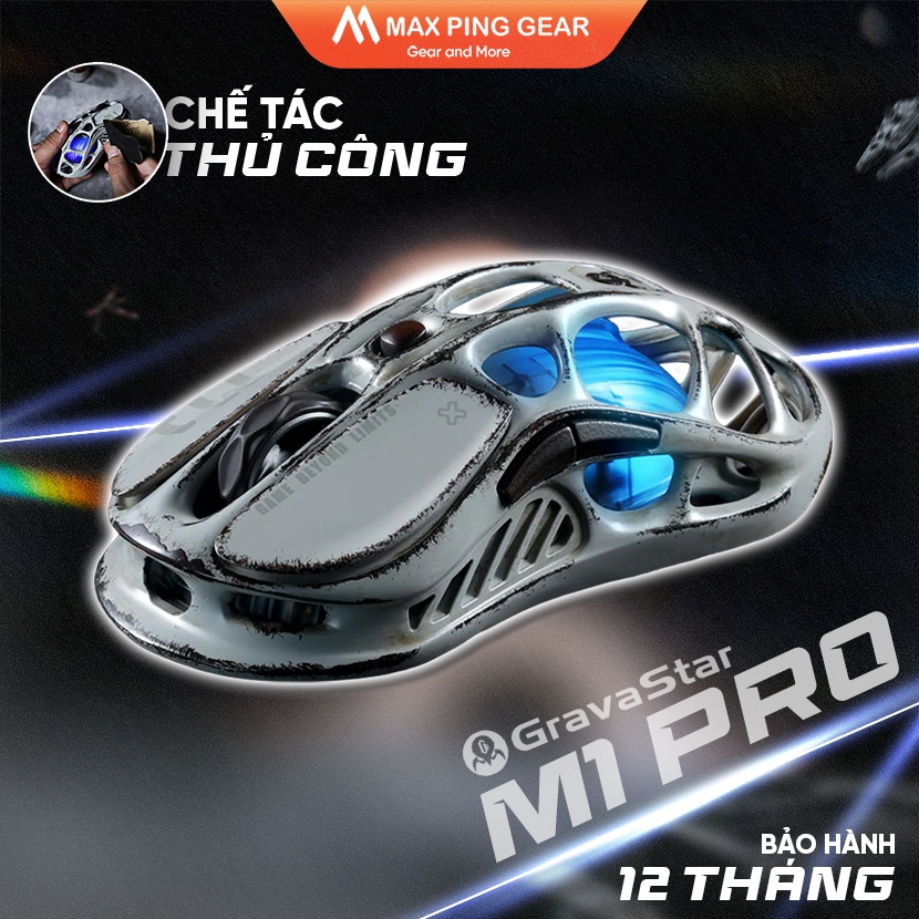 [HỎA TỐC] Chuột Gaming Không Dây Gravastar Mercury M1 Pro Special Battleworn Silver Mist-Maxpinggear