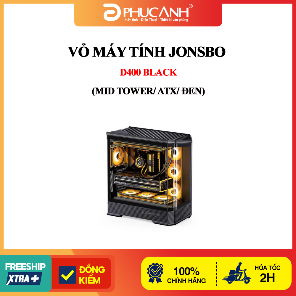 Vỏ máy tính JONSBO D400 Black (Mid Tower/ ATX/ Đen)
