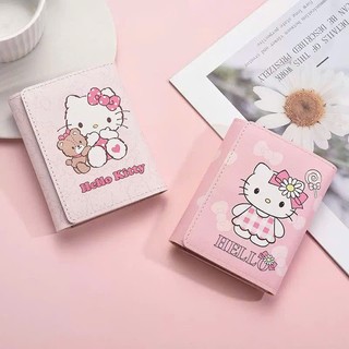 Ví Mini Gấp 3 Hoạ Tiết Mèo Hello Kitty Màu Hồng Mẫu Mới Siêu Hot Phong Cách Korea