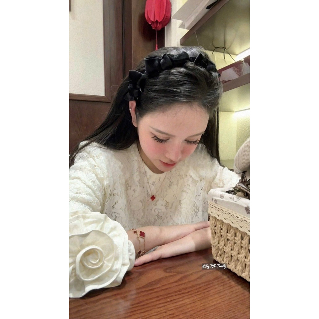 Bờm nhung nơ đen KAB