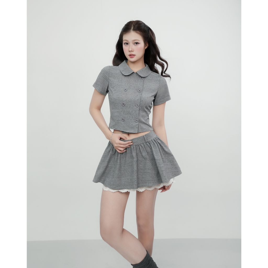 DALLA Sơ mi ngắn cổ tròn nút đôi (SM50) HOT! | BigBuy360 - bigbuy360.vn