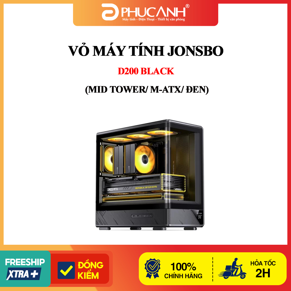 Vỏ máy tính JONSBO D200 Black (Mid Tower/ M-ATX/ Đen)