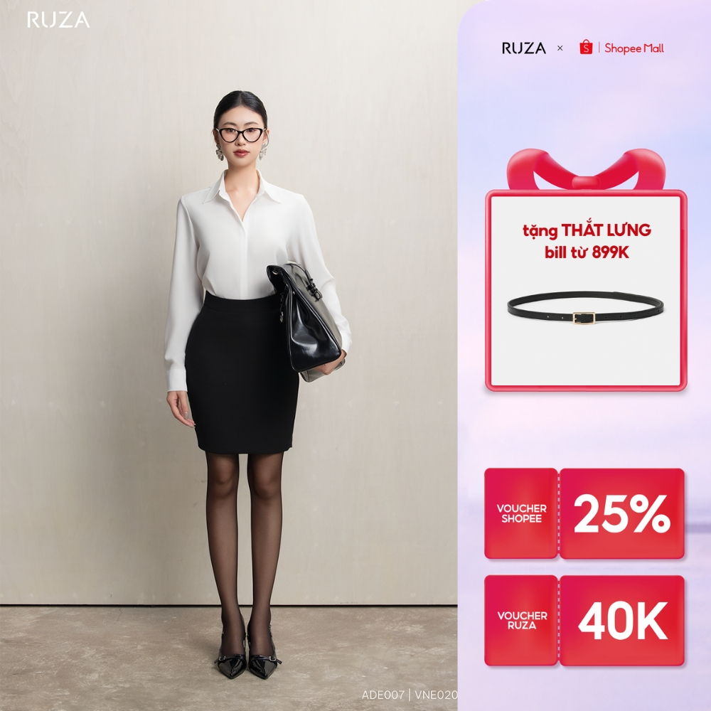 Chân váy ngắn nữ RUZA lụa lạnh dáng công sở thời trang thanh lịch RUZA VNC008 09