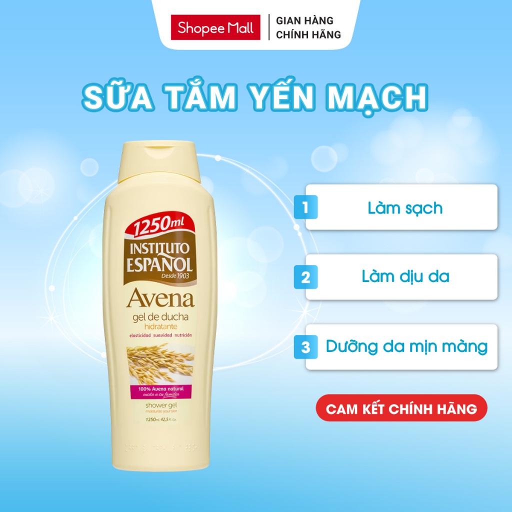 Sữa Tắm Yến Mạch Instituto Espanol Avena Shower Gel - Dưỡng Da Mềm Mại, Mịn Màng 1250ml
