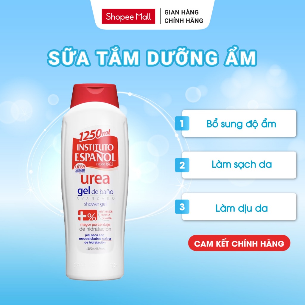 Sữa Tắm Instituto Espanol Urea Shower Gel - Cấp Ẩm Chuyên Sâu, Dưỡng Da Mềm Mại, Mịn Màng 1250ml