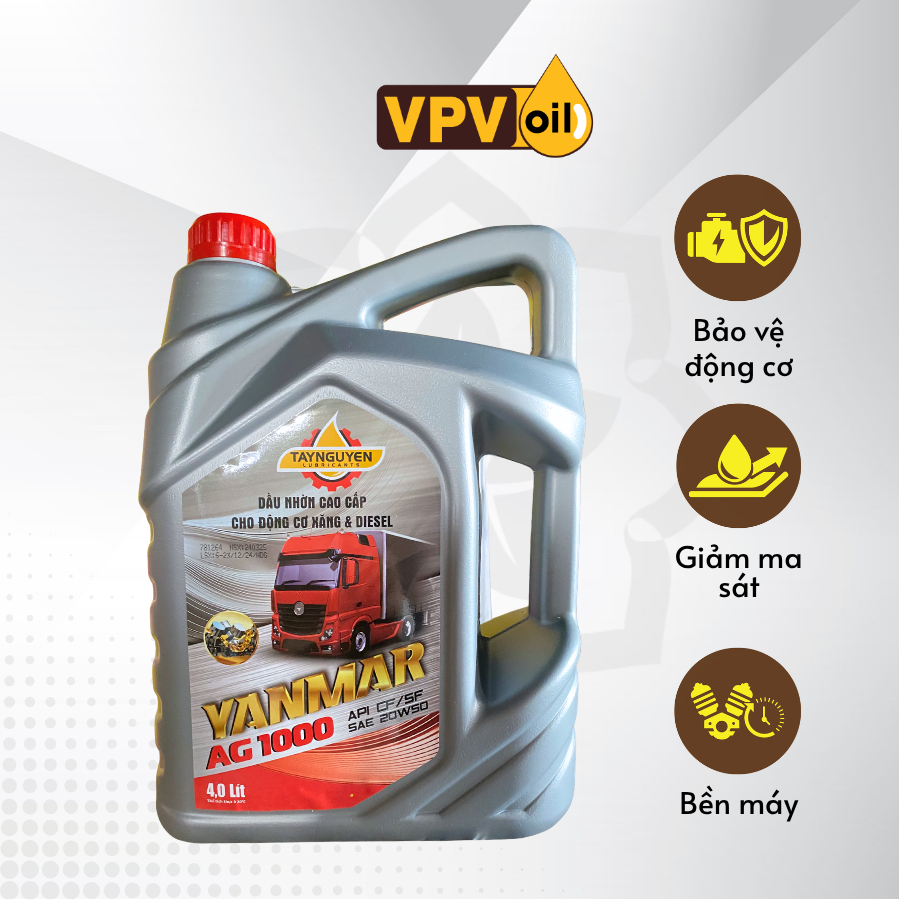 Dầu Nhớt Ô Tô YANMAR AG 1000 4L SAE 20W50 API CF/SF - Cho Động Cơ Diesel & Xăng