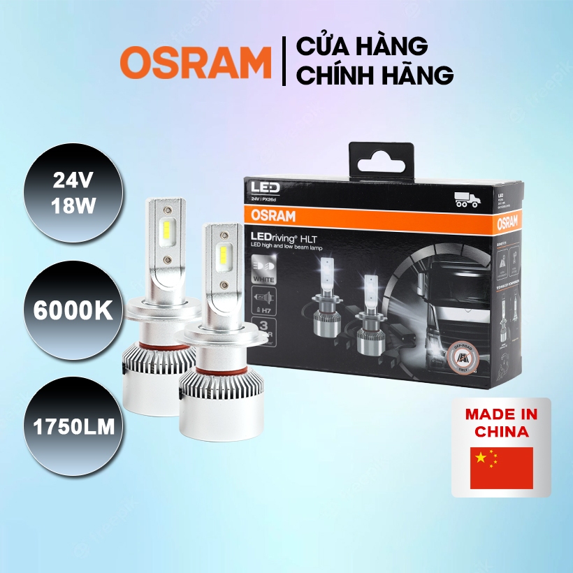 Combo 2 Bóng Đèn Led HLT OSRAM H7 64215DWS 24V 18W - Nhập Khẩu Chính Hãng