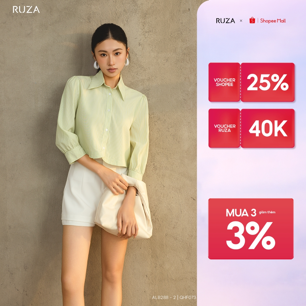 Áo sơ mi nữ tay lỡ RUZA công sở thiết kế thanh lịch sang trọng ALB288