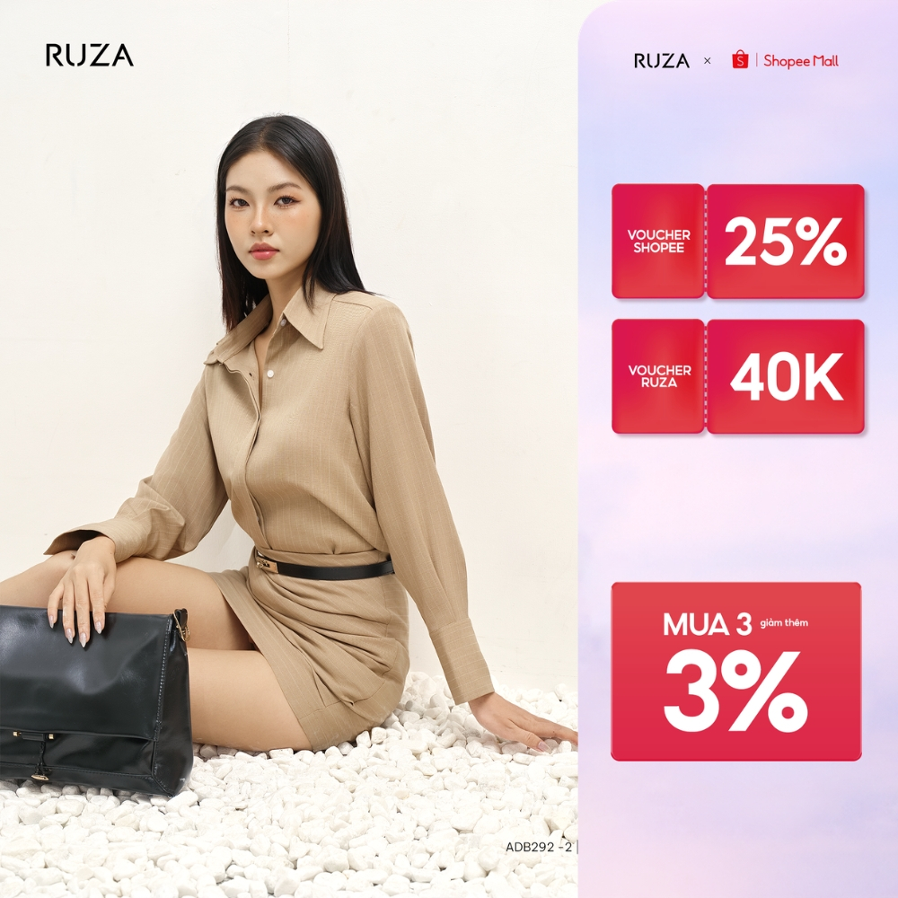 Áo sơ mi nữ tay dài RUZA công sở thiết kế thanh lịch sang trọng ADB292