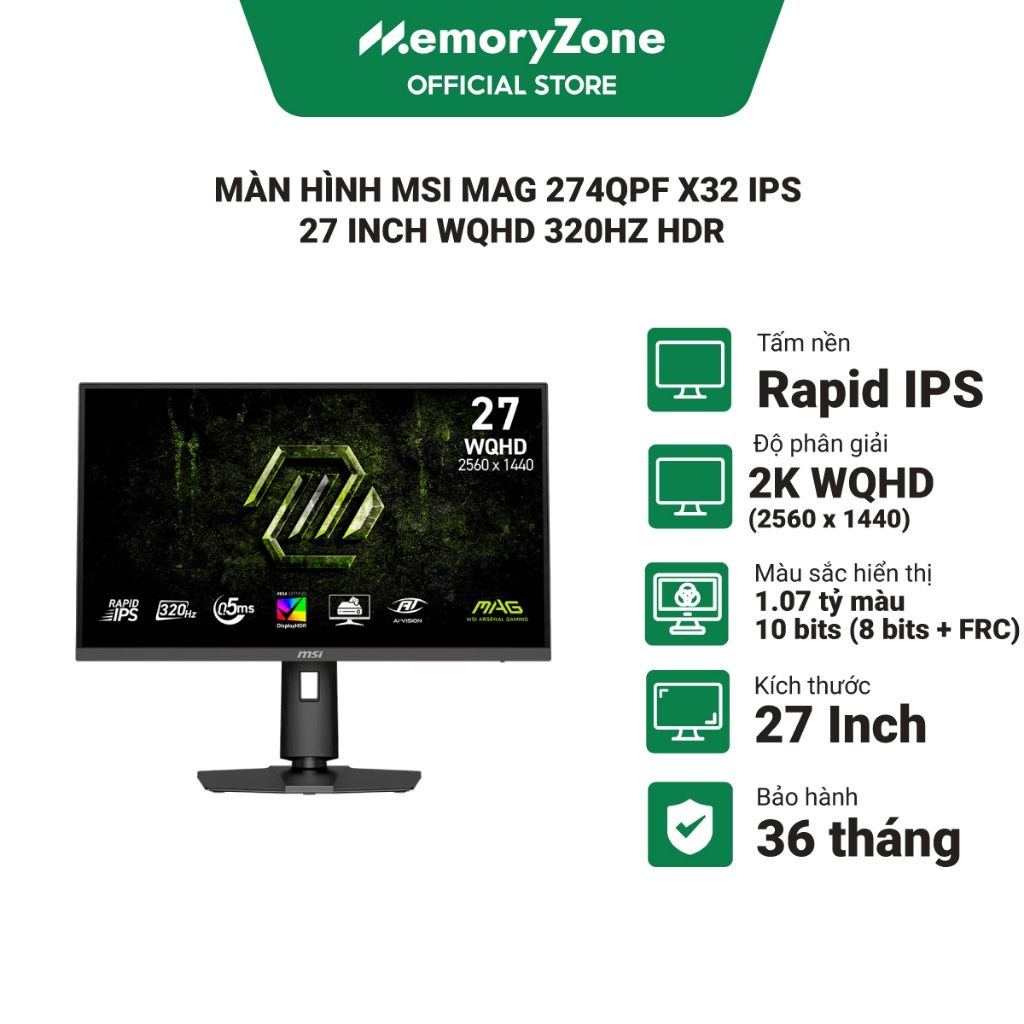Màn hình MSI MAG 274QPF X32 IPS 27 inch WQHD 320Hz HDR - Bảo hành 36 tháng
