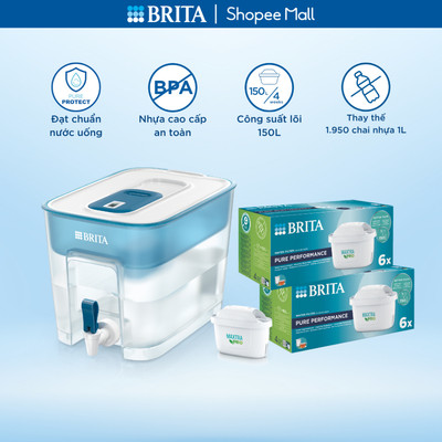 Combo Bình lọc nước BRITA Flow 8.2L + 12 lõi lọc Maxtra Pro